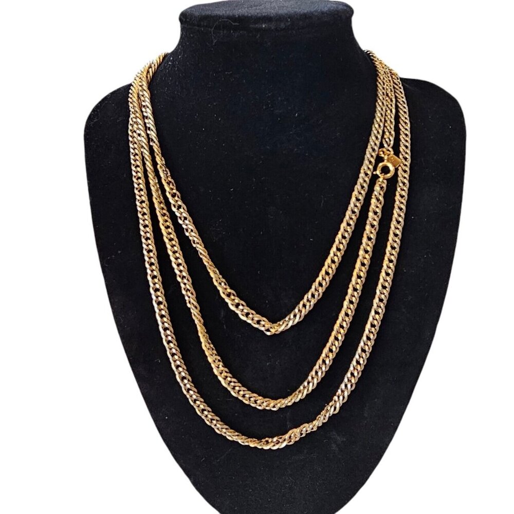 Vintage Monet Gold Tone Link Necklace‎ Extra Long 53" Signed Classic
